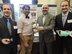 From left to right: Joseph DelPreto, Ankur Mehta, Farnam Jahanian (Director of CISE at NSF), and Robert Katzschmann.